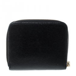 Pre Owned Furla Black Leather Small Classic Zip Around Wallet 