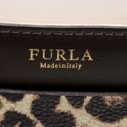 Pre Owned Furla Multicolor Glossy Rubber and Leather Leopard Detailed Candy Satchel