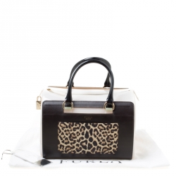 Pre Owned Furla Multicolor Glossy Rubber and Leather Leopard Detailed Candy Satchel