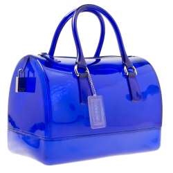 Pre Owned Furla Clear Blue Rubber Candy Satchel