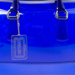 Pre Owned Furla Clear Blue Rubber Candy Satchel