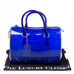 Pre Owned Furla Clear Blue Rubber Candy Satchel