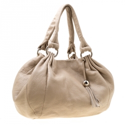 Pre Owned Furla Taupe Leather Shoulder Bag