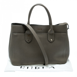 Pre Owned Furla Grey Leather Shopper Tote