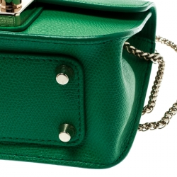 Pre Owned Furla Green Leather Metropolis Chain Crossbody Bag