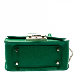 Pre Owned Furla Green Leather Metropolis Chain Crossbody Bag