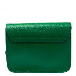 Pre Owned Furla Green Leather Metropolis Chain Crossbody Bag