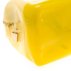 Pre Owned Furla Yellow/Beige Rubber Candy Satchel