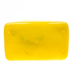 Pre Owned Furla Yellow/Beige Rubber Candy Satchel