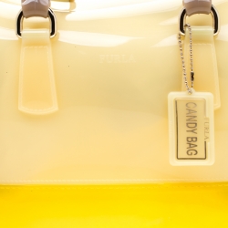 Pre Owned Furla Yellow/Beige Rubber Candy Satchel