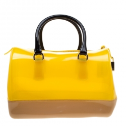 مملوكة مسبقًا Furla Tricolor Glossy Rubber Candy Satchel