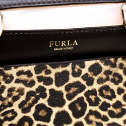 Pre Owned Furla Multicolor Glossy Rubber and Leather Leopard Detailed Candy Satchel