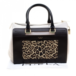 Pre Owned Furla Multicolor Glossy Rubber and Leather Leopard Detailed Candy Satchel