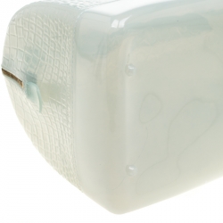 Pre Owned Furla Mint Green Crocodile Embossed Rubber Candy Satchel