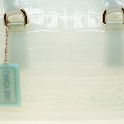 Pre Owned Furla Mint Green Crocodile Embossed Rubber Candy Satchel