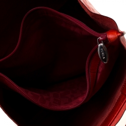 Pre Owned Furla Red Croc Embossed Leather Divide It Tote