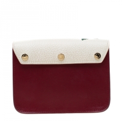 Pre Owned Furla Red/White Flower Embroidered Leather Mini Metropolis Crossbody Bag