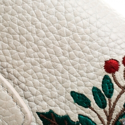 Pre Owned Furla Red/White Flower Embroidered Leather Mini Metropolis Crossbody Bag