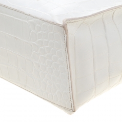 Pre Owned Furla White Croc Embossed Leather Divide It Tote