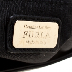 Pre Owned Furla Black/White Leather Cortina Tote