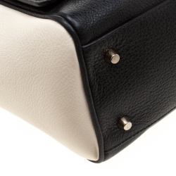 Pre Owned Furla Black/White Leather Cortina Tote