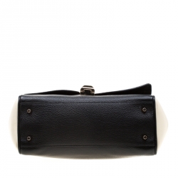 Pre Owned Furla Black/White Leather Cortina Tote