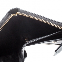 Pre Owned Furla Black Leather Babylon Zip Around Compact Wallet
