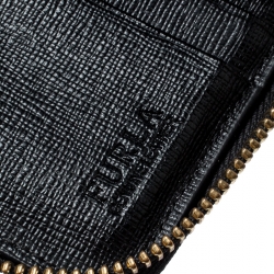 Pre Owned Furla Black Leather Babylon Zip Around Compact Wallet