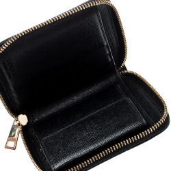 Pre Owned Furla Black Leather Babylon Zip Around Compact Wallet