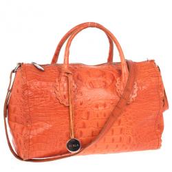 Furla Croc Embossed Bowling Bag