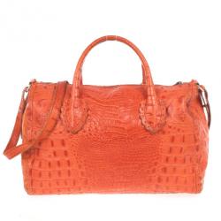 Furla Croc Embossed Bowling Bag