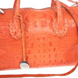 Furla Croc Embossed Bowling Bag