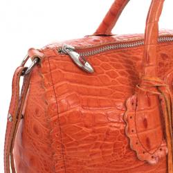 Furla Croc Embossed Bowling Bag