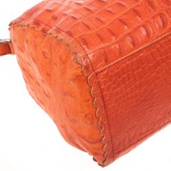 Furla Croc Embossed Bowling Bag