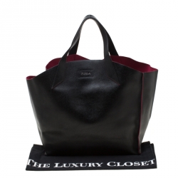 Pre Owned Furla Black Leather Small Jucca Tote