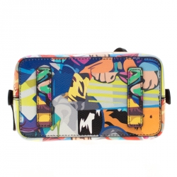 Pre Owned Furla Orange/Multicolor Rubber and Printed Leather Mini Candy Cookie Graffiti Satchel