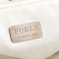 Pre Owned Furla White Leather Carmen Gather Tote