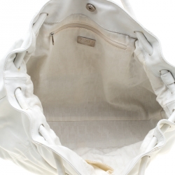 Pre Owned Furla White Leather Carmen Gather Tote