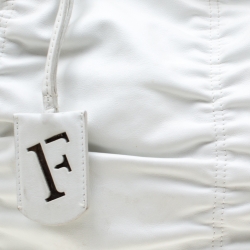 Pre Owned Furla White Leather Carmen Gather Tote