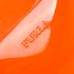 Pre Owned Furla Orange Glossy Rubber Candy Satchel