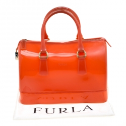 Pre Owned Furla Orange Glossy Rubber Candy Satchel