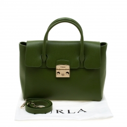 Pre Owned Furla Green Leather Metropolis Top Handle Bag
