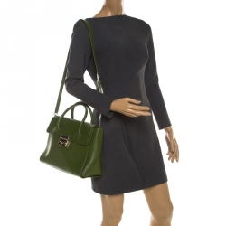 Pre Owned Furla Green Leather Metropolis Top Handle Bag