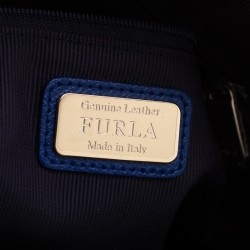 Pre Owned Furla Blue Leather Piper Dome Satchel