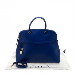 Pre Owned Furla Blue Leather Piper Dome Satchel