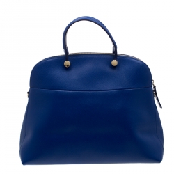 Pre Owned Furla Blue Leather Piper Dome Satchel