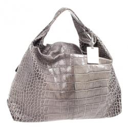 Furla 'Elisabeth' Croc Embossed Hobo Bag