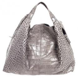 Furla 'Elisabeth' Croc Embossed Hobo Bag