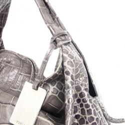 Furla 'Elisabeth' Croc Embossed Hobo Bag