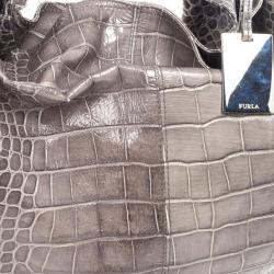 Furla 'Elisabeth' Croc Embossed Hobo Bag